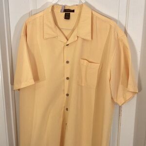 Harriton Yellow Button Front Short Sleeve Shirt Size 2XL